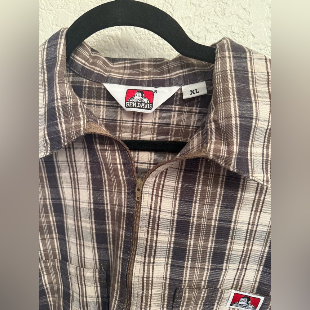 Work Wear & Utility Shirt Ben Davis Shirt Sleeve Plaid 1/2 Zipper closure. - Picture 9 of 17